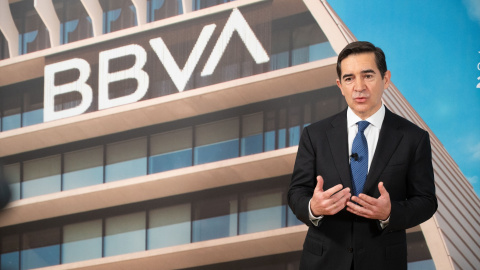 EuropaPress_6594662_presidente_bbva_carlos_torres_vila_junta_general_accionistas_bbva_palacio Imagen de archivo del presidente de BBVA, Carlos Torres Vila, a 21 de marzo de 2025.